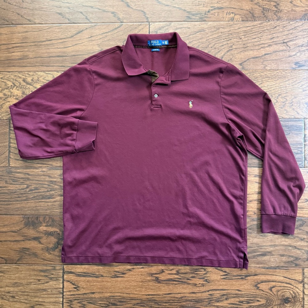 Polo Ralph Lauren Classic Fit‎ Shirt | XL Burgundy Long Sleeve Cotton